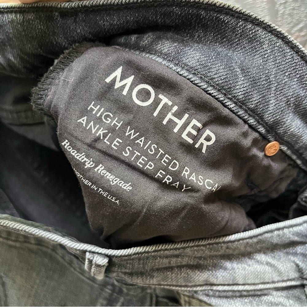 Mother superior high waisted rascal ankle step fray black denim jeans 26 boho - Picture 4 of 14